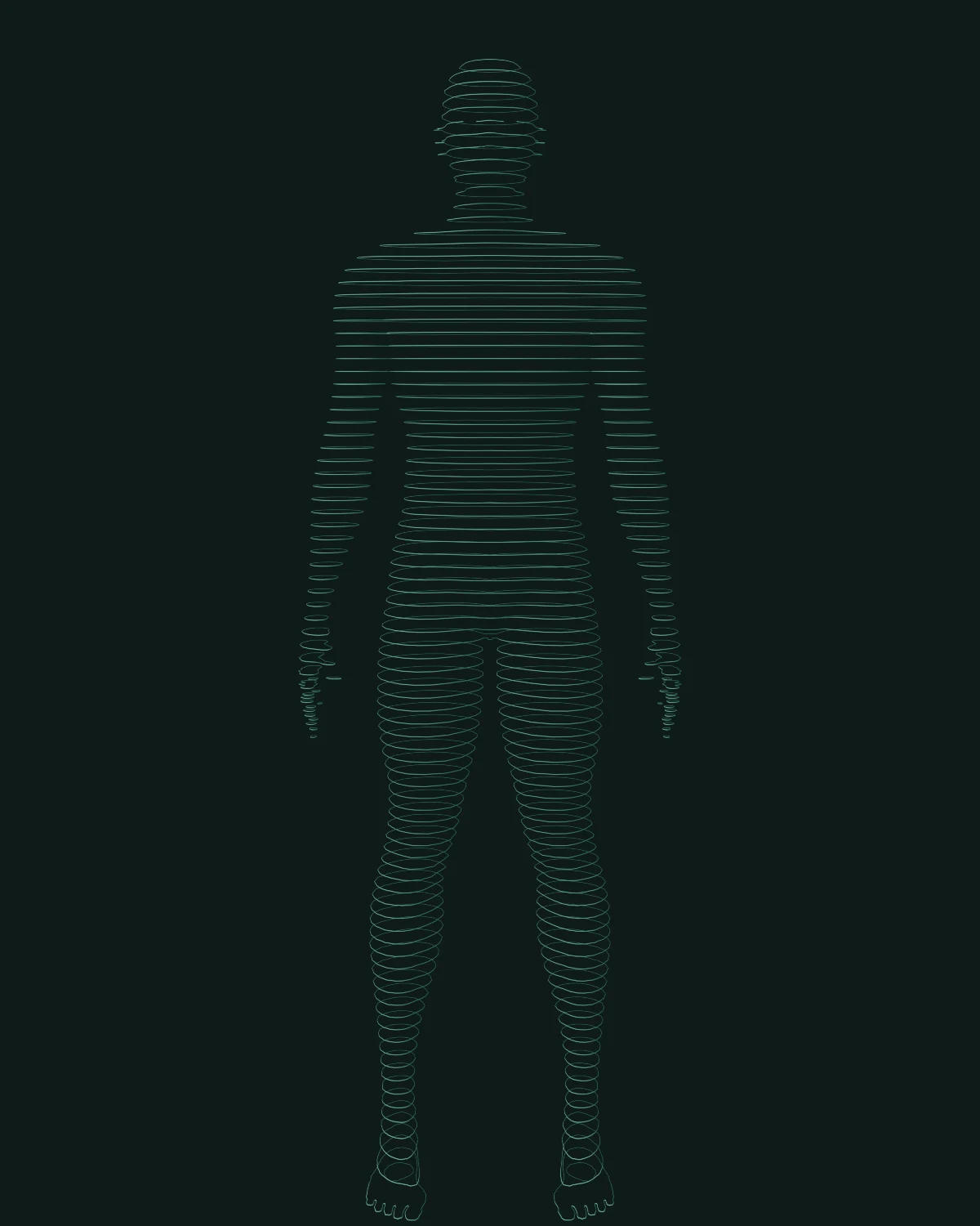 Contour, front view, on night