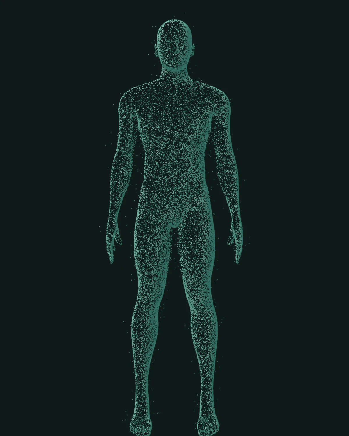 Stipple volume, front view, on night