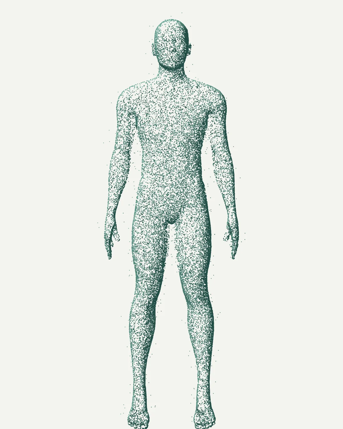Stipple volume, front view, on stone