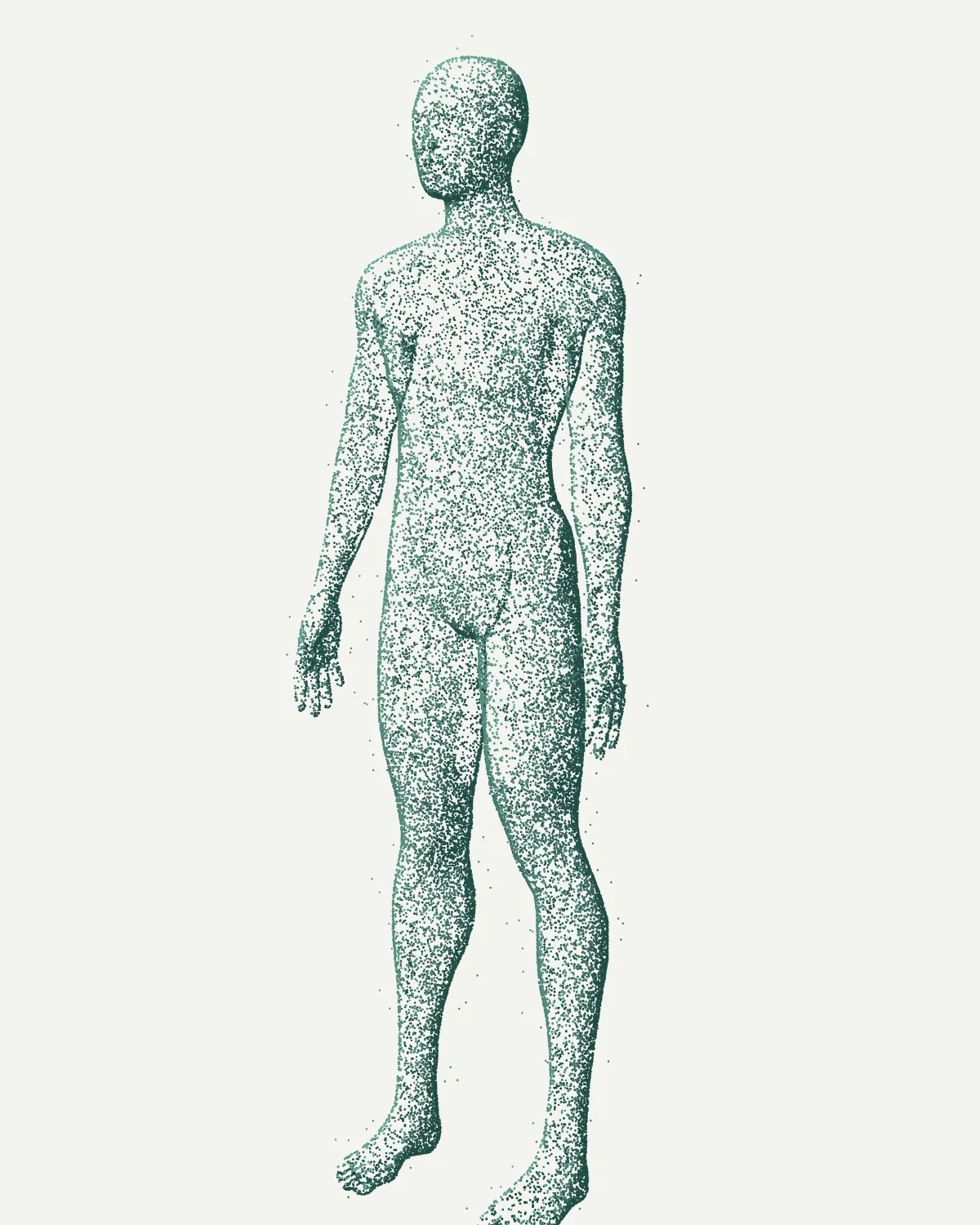 Stipple volume, three-quarter view, on stone
